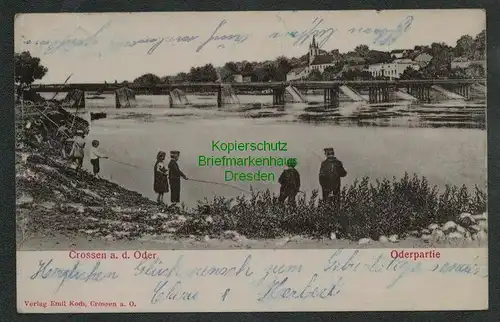 137856 AK Crossen Oder Krosno Odrzanskie Brücke Oderpartie 1911