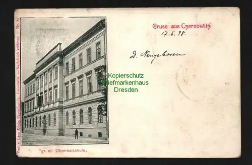 137953 AK Bukowina Czernowitz 1898 Tschernowitz gr. Or. Oberrealschule
