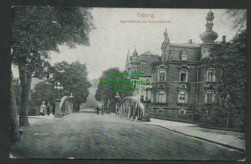 137589 AK Coburg 1908 Bahnhofstraße Hohenlohebrücke