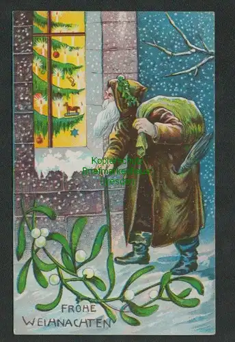 137588 AK Künstlerkarte Frohe Weihnachten Weihnachtsbaum 1909 Weihnachtsmann