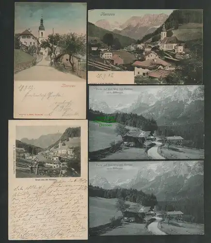 137594 5 AK Ramsau bei Berchtesgaden Kirche 1902 1897 Weg nach Hintersee 1911