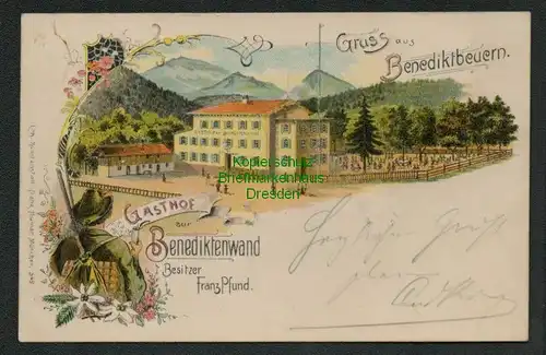 137762 AK Benediktbeuern Litho Gasthof Benediktenwand 1900