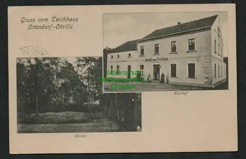 137727 AK Ottendorf-Okrilla Gruss vom Gasthof zum Teichhaus um 1905