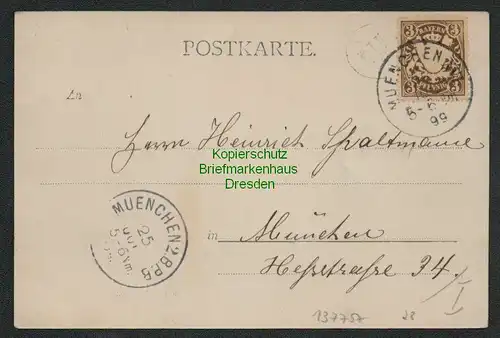 137757 AK München 1899 Pension Sussner Hessstrasse 28 - 32