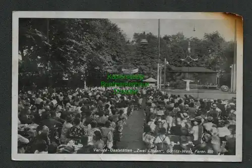 137875 AK Görlitz West Variete Gaststätten Zwei Linden um 1940 Freigelände Bühne