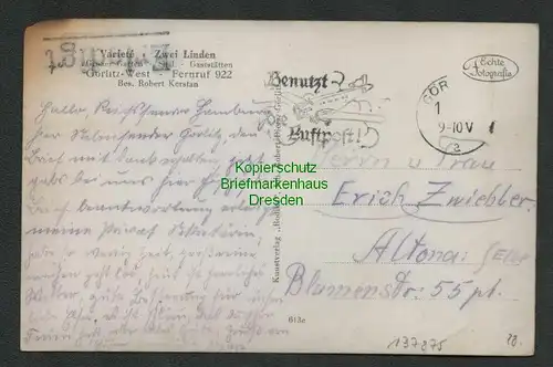 137875 AK Görlitz West Variete Gaststätten Zwei Linden um 1940 Freigelände Bühne