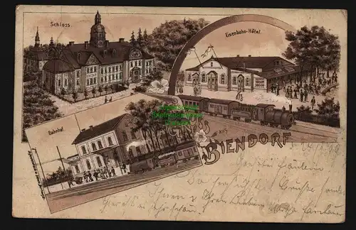136129 AK Biendorf Bernburg 1899 Litho Bahnhof Schloss Eisenbahn - Hotel