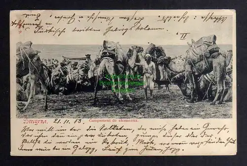 135177 AK Smyrne Smyrna 1903 Campement de chameaux Kamellager British Post
