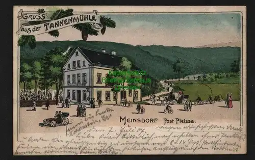 135243 AK Meinsdorf Post Pleissa Bz ChemnitzLitho Gruss aus der Tannenmühle 1907