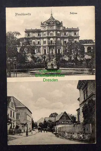 135435 AK Ploskovice Ploschkowitz Schloss Dorfstraße um 1920