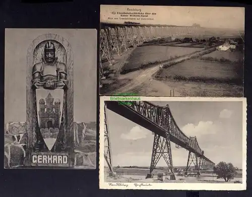 132180 3 AK Rendsburg Eisenbahnhochbrücke Osterrönfeld Gerhard 1915