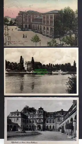 132343 3 AK Offenbach Main Bebraer Bahnhof 1911 Fotokarte Schloss Neues Rathaus