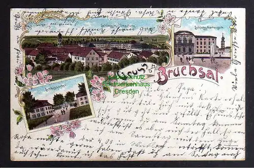 129706 AK Bruchsal Litho 1904 Schloss mit Umgebung