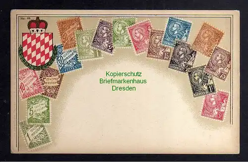 129734 AK Philatelie Postkarte Monaco Wappen um 1905
