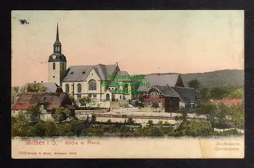 129256 AK Wilthen 1907 Kirche mit Pfarre Brück & Sohn 7502