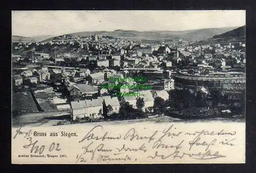 128650 AK Siegen 1902 Panorama Lokschuppen am Bahnhof (rechts)