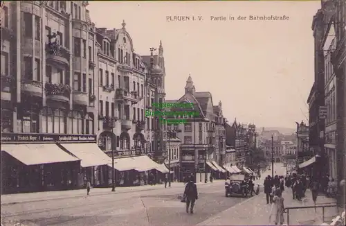 157895 AK Plauen i. V. 1914 Partie in der Bahnhofstraße