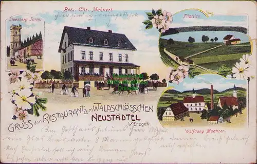 157880 AK Restaurant zum Waldschlößchen Neustädtel i. Erzgebirge 1913 Gleesberg