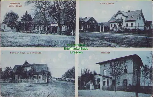 157646 AK Bagenz Niederlausitz 1915 Gasthaus Obach Bahnhof Berliner Haus Villa