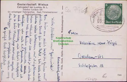 157687 AK Cahnsdorf Luckau N.-L. 1934 Dorfteich Dorfplatz Gastwirtschaft Wiebus