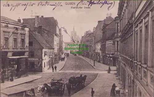157747 AK Guben 1914 Frankfurter Strasse Höhe Gasthaus zum schwarzen Adler 1915