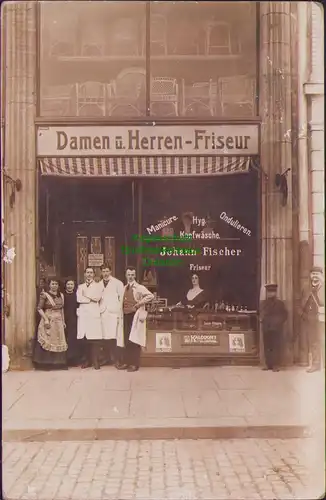 157704 AK Chemnitz 1913 Fotokarte Damen- und herren Friseur Johann Fischer