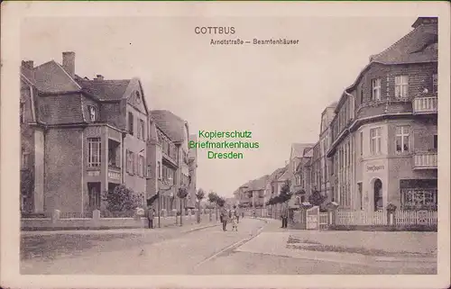 157720 AK Cottbus 1915 Arndtstraße Beamtenhäuser Geschäft Franz Jungwirth