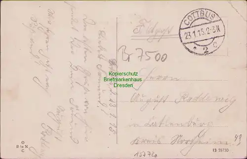 157720 AK Cottbus 1915 Arndtstraße Beamtenhäuser Geschäft Franz Jungwirth