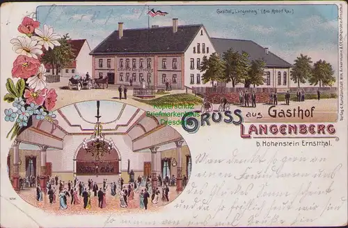 157760 AK Litho Gasthof Langenberg bei Hohenstein-Ernstthal 1906