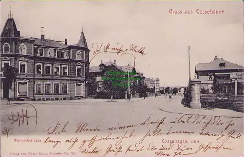 157794 AK Cossebaude 1909 Bismarckstrasse Cigarren-Haus Fleischerei
