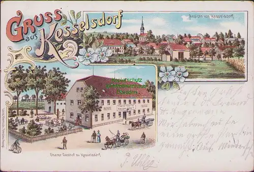 157799 AK Kesselsdorf Litho 1905 Oberer Gasthof Gaststätte Restaurant