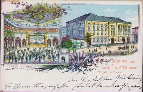 157803 AK Mügeln bei Dresden Gasthof Deutsches Haus A. Glagow 1903