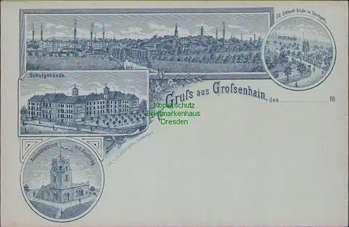 157791 AK Grossenhain Vorläufer um 1895 Schulgebäude Aussichtsturm Kupferberg