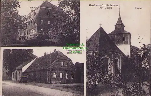 157832 AK Groß-Jehser Kr. Calau 1930 Schloß Kirche Gastwirtschaft Max Hartnick