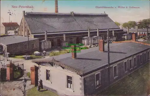 157656 AK Neupetershain Neu-Petershain 1913 Glashüttenwerke v. Müller  Hoffmann
