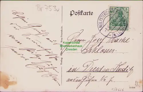 157656 AK Neupetershain Neu-Petershain 1913 Glashüttenwerke v. Müller  Hoffmann