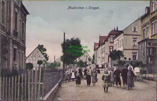 157706 AK Neukirchen Erzgebirge 1907 Straßenansicht