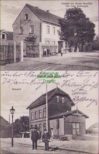 157671 AK Göhrenz 1925 Bahnhof Göhrenz Albersdorf Gasthof zur Grube Mansfeld