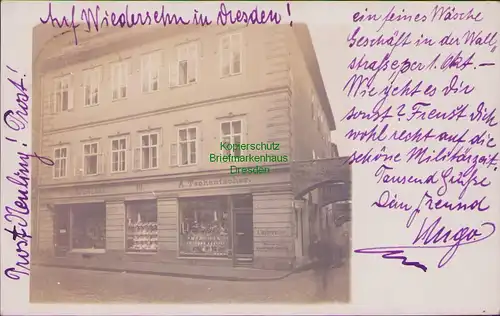 157739 AK Bautzen 1911 Fotokarte Wäsche und Ausstattungsgeschäft Tschentscher