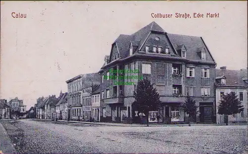 157722 AK Calau 1921 Calau Cottbuser Straße Ecke Markt