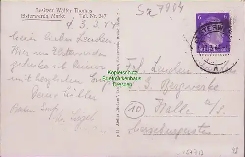 157713 AK Elsterwerda 1944 Markt Kaffeehaus Vaterland Konditorei Walter Thomas