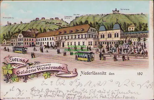 157800 AK Niederlössnitz 1904 Etablissement Goldene Weintraube Spitzhaus