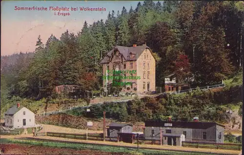 157875 AK Sommerfrische Floßplatz bei Wolkenstein i. E. Bahnhof Haltepunkt 1922