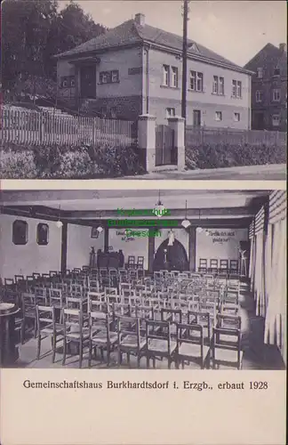157884 AK Gemeinschaftshaus Burkhardtsdorf i. Erzgebirge, erbaut 1928