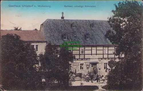 157869 AK Gasthof Uhlsdorf b. Wolkenburg 1910 Ballsaal