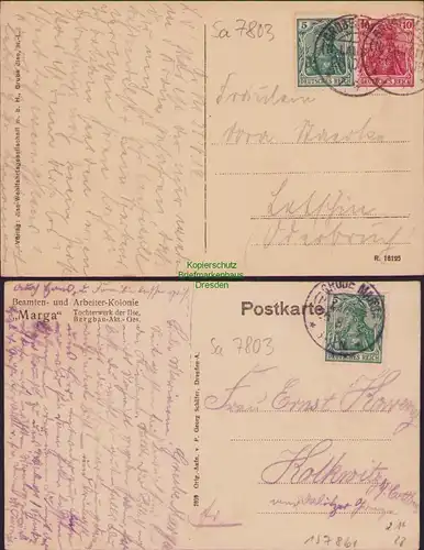 157861 2 AK Grube Marga 1913 1919 Eingang zur Kolonie Beamten- Arbeiter Kolonie