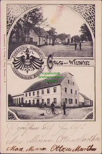 157864 AK Wiednitz 1908 Friedrich Gasthof zum Preußischen Adler