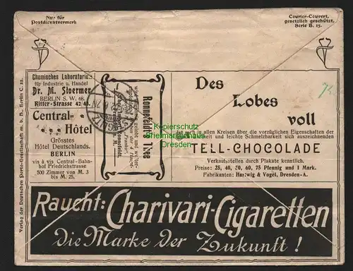 B7028 Brief Privatganzsache Deutsches Reich 1902 Berlin Charivari Cigaretten