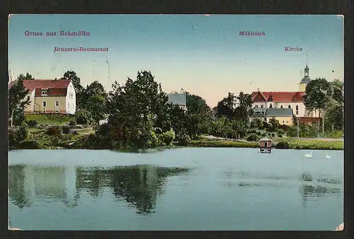21872 AK Schmölln bei Bischofswerda 1912 Brauerei Restaurant Mühlteich Kirche