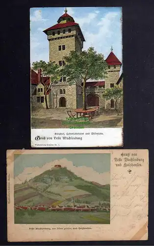 128616 2 AK Veste Wachsenburg Drei Gleichen Gipfelburg Holzhausen 1901 Hohenlohe